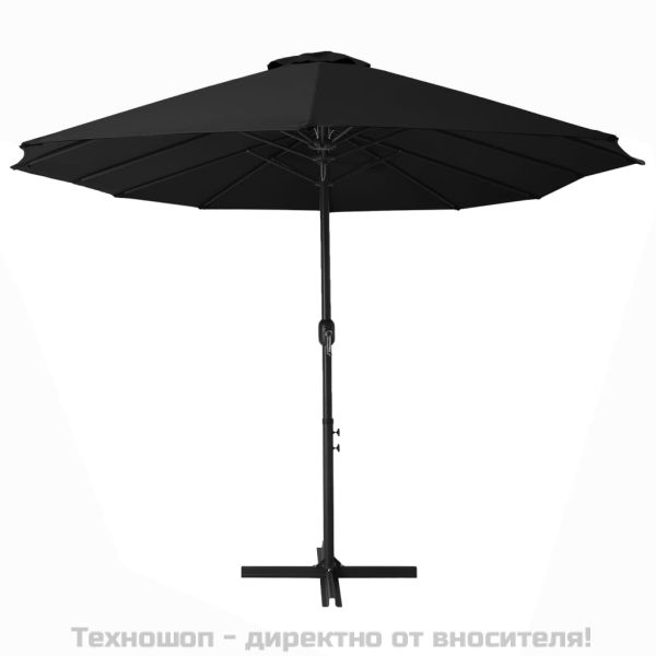 Градински чадър с алуминиев прът, 460x270 см, черен