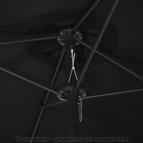 Градински чадър с алуминиев прът, 460x270 см, черен