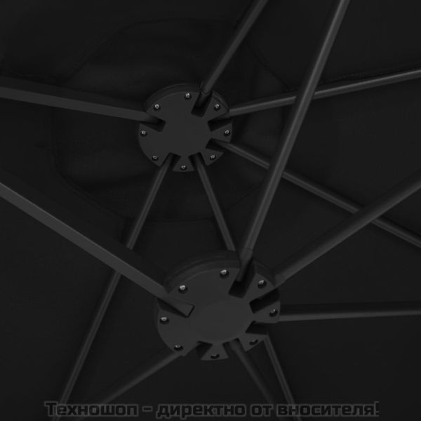 Градински чадър с алуминиев прът, 460x270 см, черен