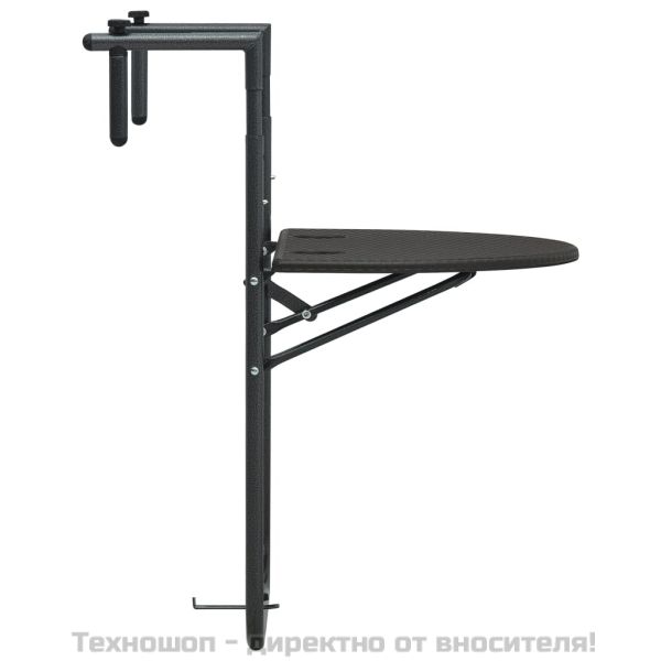 Окачена балконска маса, кафява, 60x64x83,5 см, пластмасов ратан