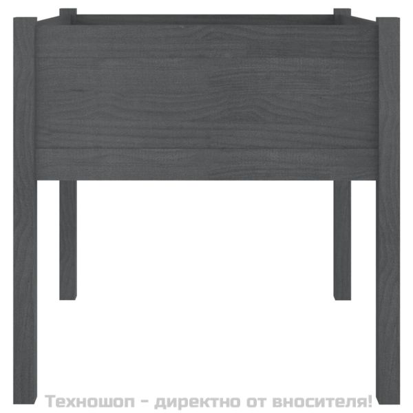 Градински сандъци, 2 бр, сиви, 70x70x70 см, бор масив