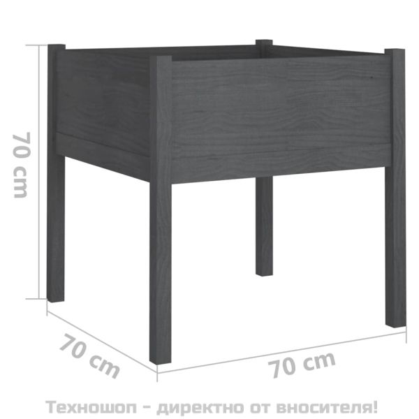 Градински сандъци, 2 бр, сиви, 70x70x70 см, бор масив