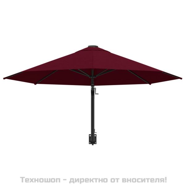 Чадър за монтаж на стена с метален прът, 300 см, бордо