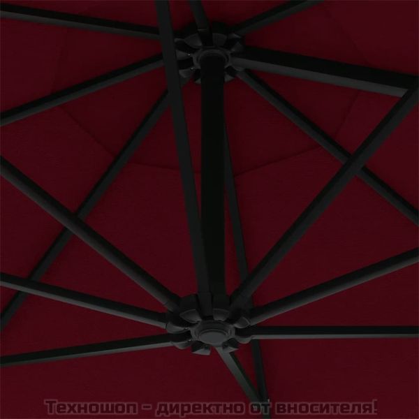 Чадър за монтаж на стена с метален прът, 300 см, бордо