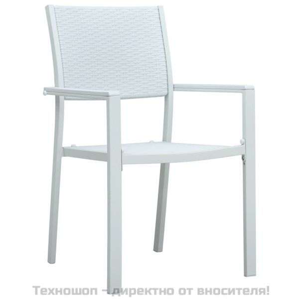 Градински столове, 4 бр, бели, пластмасов ратан