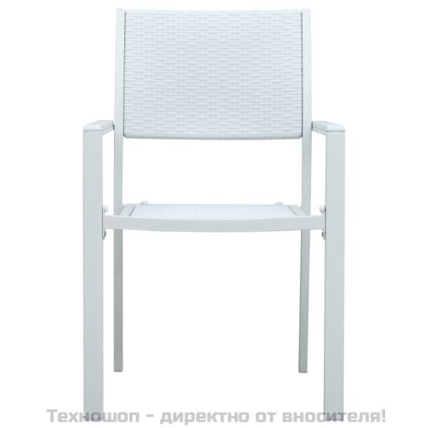 Градински столове, 4 бр, бели, пластмасов ратан