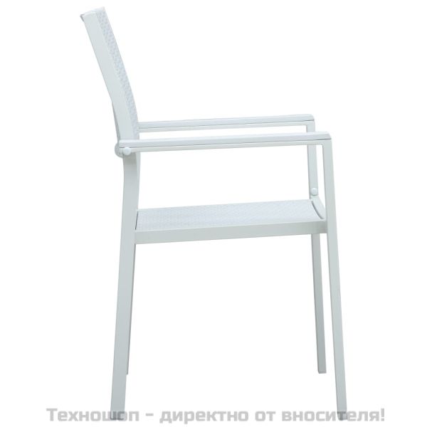Градински столове, 4 бр, бели, пластмасов ратан