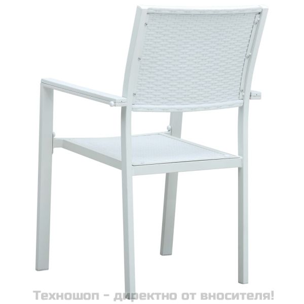 Градински столове, 4 бр, бели, пластмасов ратан