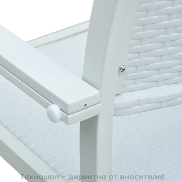 Градински столове, 4 бр, бели, пластмасов ратан