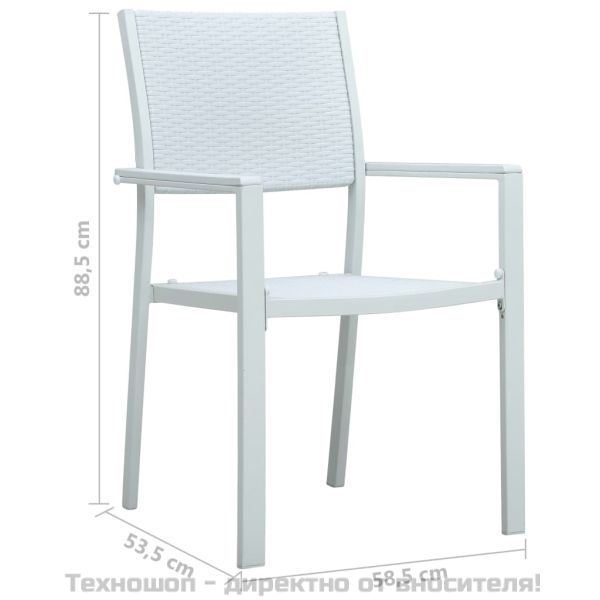 Градински столове, 4 бр, бели, пластмасов ратан