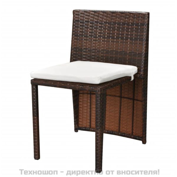 Бистро комплект, 3 части, с възглавници, кафяв полиратан