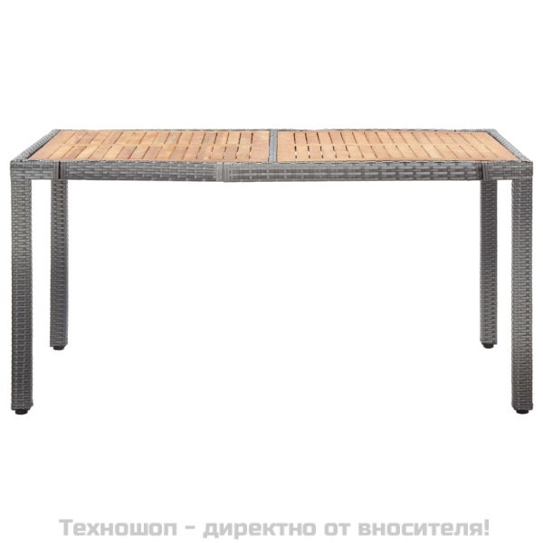 Градински комплект с възглавници, 7 части, полиратан, сив