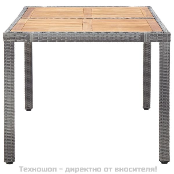 Градински комплект с възглавници, 7 части, полиратан, сив