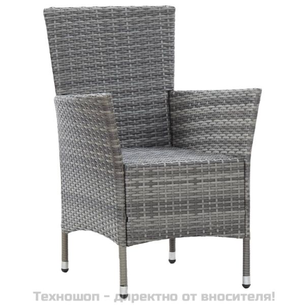 Градински комплект с възглавници, 7 части, полиратан, сив