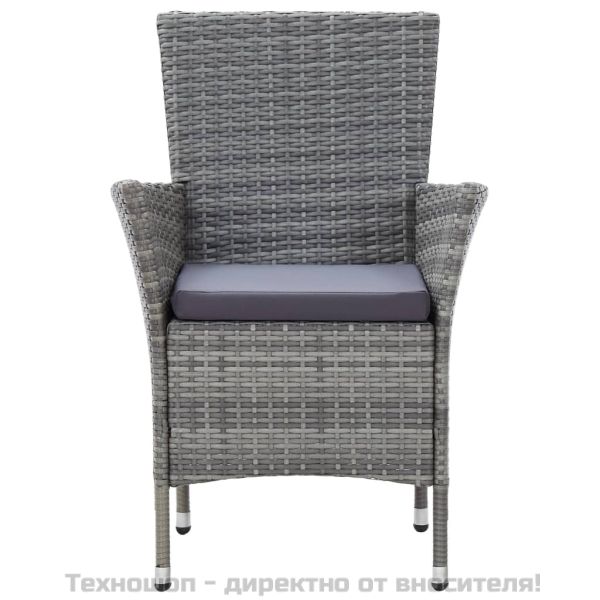 Градински комплект с възглавници, 7 части, полиратан, сив