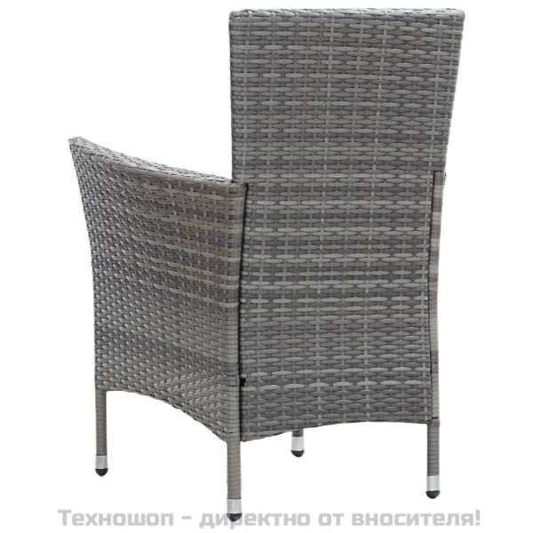 Градински комплект с възглавници, 7 части, полиратан, сив