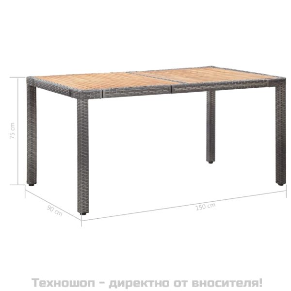 Градински комплект с възглавници, 7 части, полиратан, сив