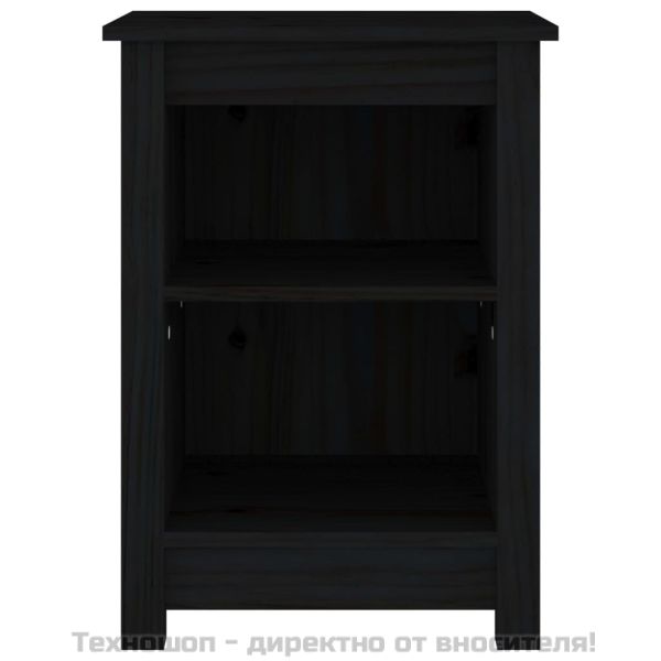 Нощни шкафчета, 2 бр, черни, 40x35x55 см, борово дърво масив