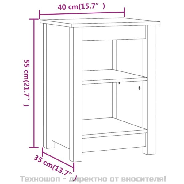 Нощни шкафчета, 2 бр, черни, 40x35x55 см, борово дърво масив