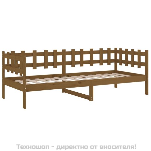 Дневно легло, меденокафяво, 80x200 см, борово дърво масив