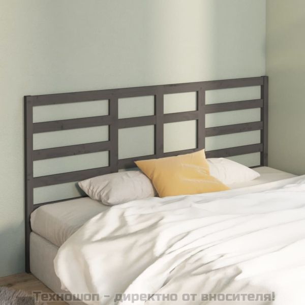 Горна табла за легло, сива, 186x4x104 см, бор масив