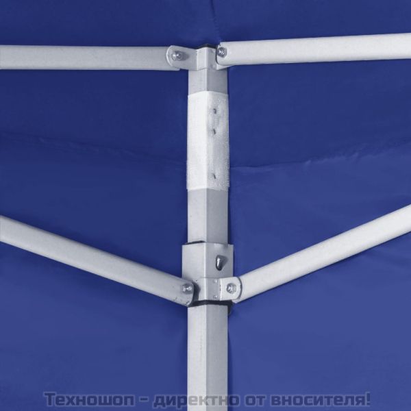 Сгъваема парти шатра с 2 странични стени 2x2 м стомана синя