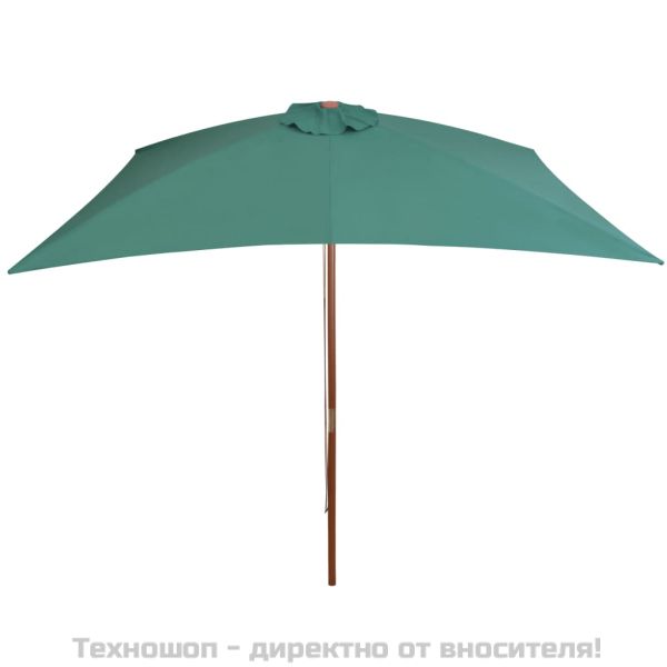 Чадър, 200x300 см, дървен прът, зелен