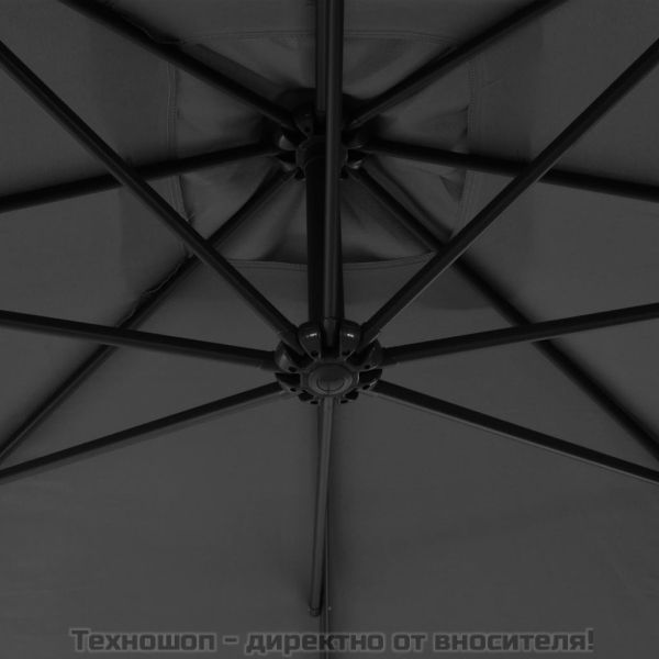 Конзолен градински чадър със стоманен прът 300 см антрацит