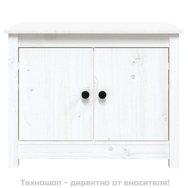 Кафе маса, бяла, 71x49x55 см, борово дърво масив