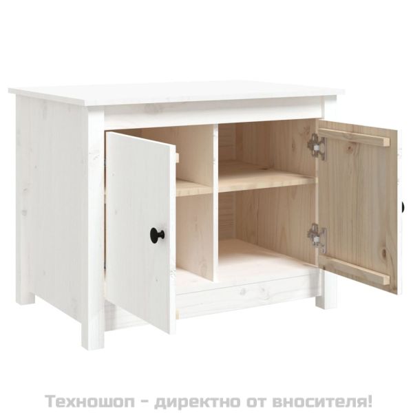 Кафе маса, бяла, 71x49x55 см, борово дърво масив