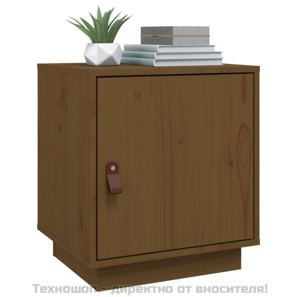Нощно шкафче, меденокафяво, 40x34x45 см, борово дърво масив