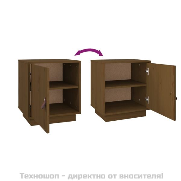 Нощно шкафче, меденокафяво, 40x34x45 см, борово дърво масив