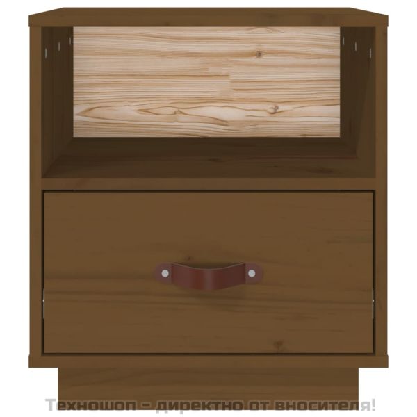 Нощно шкафче, меденокафяво, 40x34x45 см, борово дърво масив