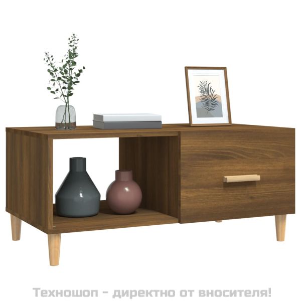 Кафе маса, кафяв дъб, 89,5x50x40 см, инженерно дърво