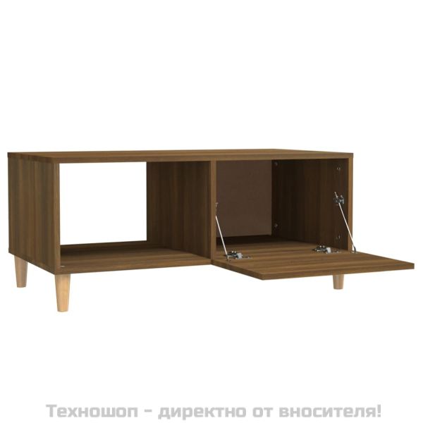 Кафе маса, кафяв дъб, 89,5x50x40 см, инженерно дърво