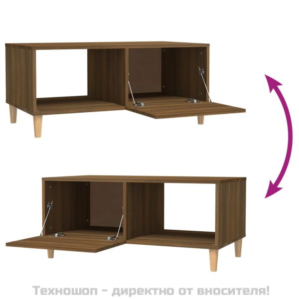 Кафе маса, кафяв дъб, 89,5x50x40 см, инженерно дърво