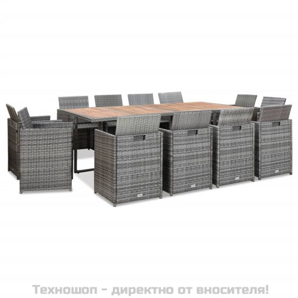 Градински комплект с възглавници, 13 части, полиратан, антрацит