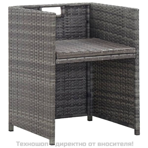 Градински комплект с възглавници, 13 части, полиратан, антрацит