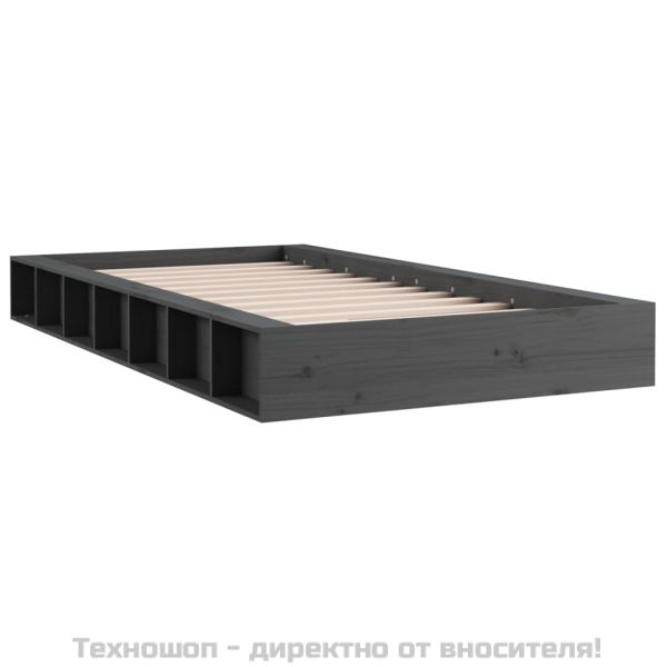 рамка за легло сиво 135x190 см Double масивно дърво