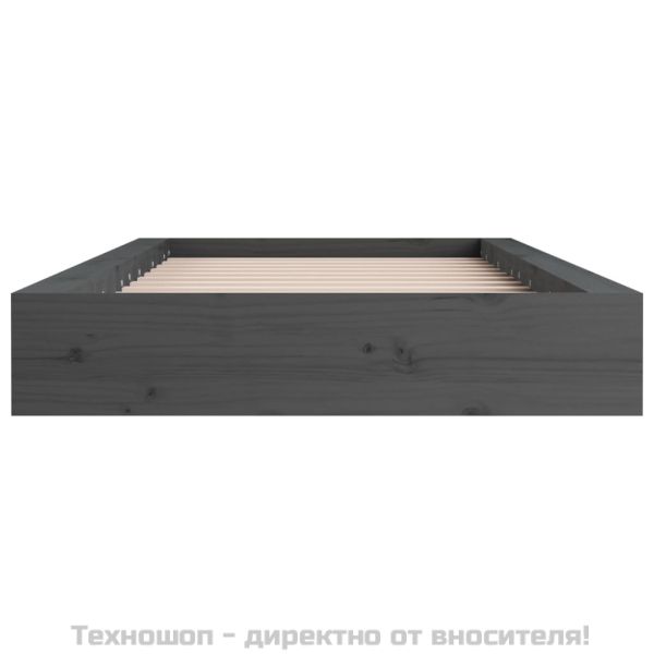 рамка за легло сиво 135x190 см Double масивно дърво