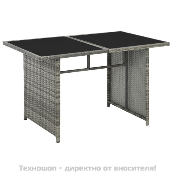 Градински комплект с възглавници, 10 части, полиратан, сив