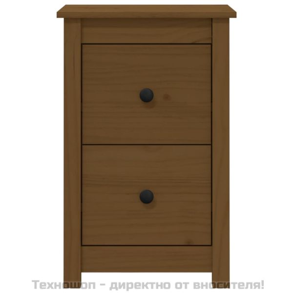 Нощни шкафчета, 2 бр, меденокафяви, 40x35x61,5 см, бор масив