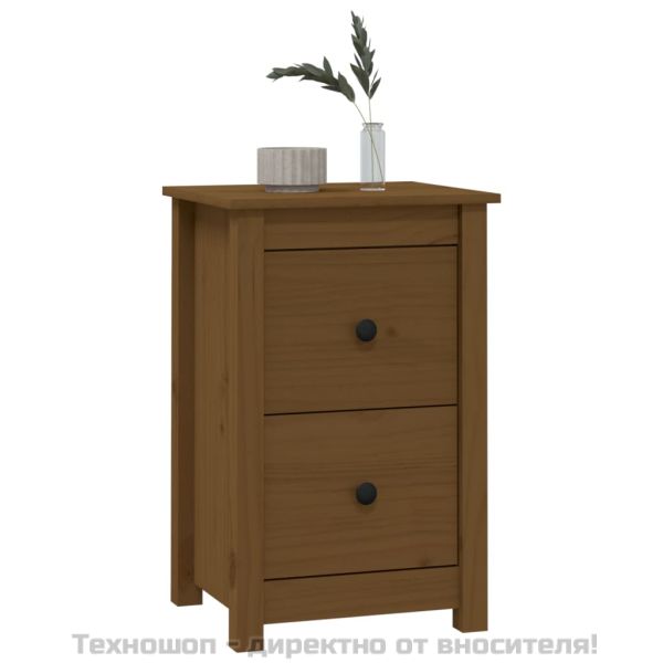 Нощни шкафчета, 2 бр, меденокафяви, 40x35x61,5 см, бор масив