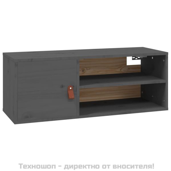 Стенни шкафове, 2 бр, сиви, 80x30x30 см, бор масив