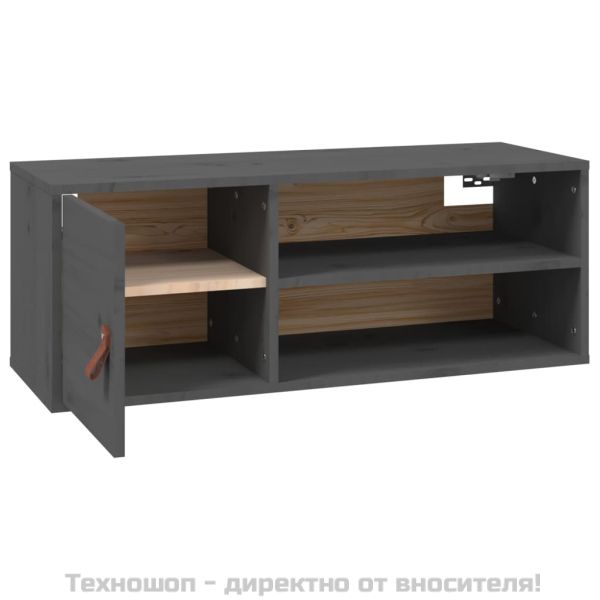 Стенни шкафове, 2 бр, сиви, 80x30x30 см, бор масив