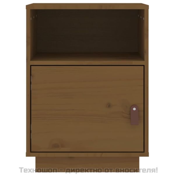 Нощно шкафче, меденокафяво, 40x34x55 см, борово дърво масив