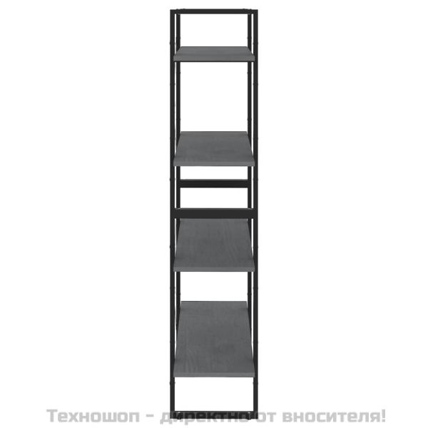 4-етажна библиотека, сива, 80x30x140 см, борово дърво масив