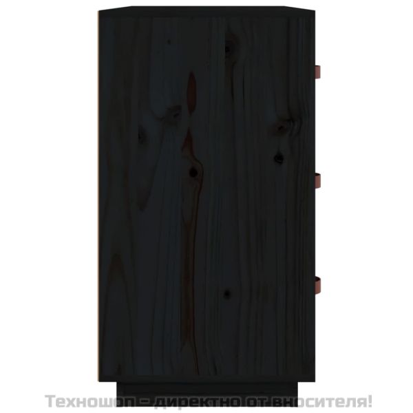 Сайдборд, черен, 80x40x75 см, бор масив