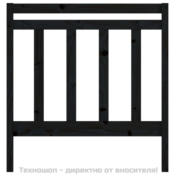 Горна табла за легло, черна, 81x4x100 см, бор масив