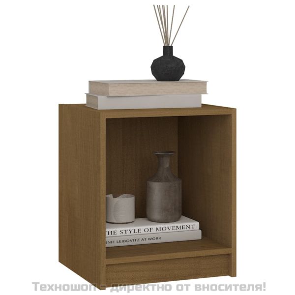 Нощни шкафчета 2 бр меденокафяви 35,5x33,5x41,5 см бор масив